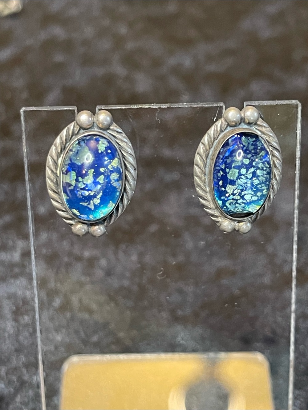 Vintage sterling silver art glass earrings